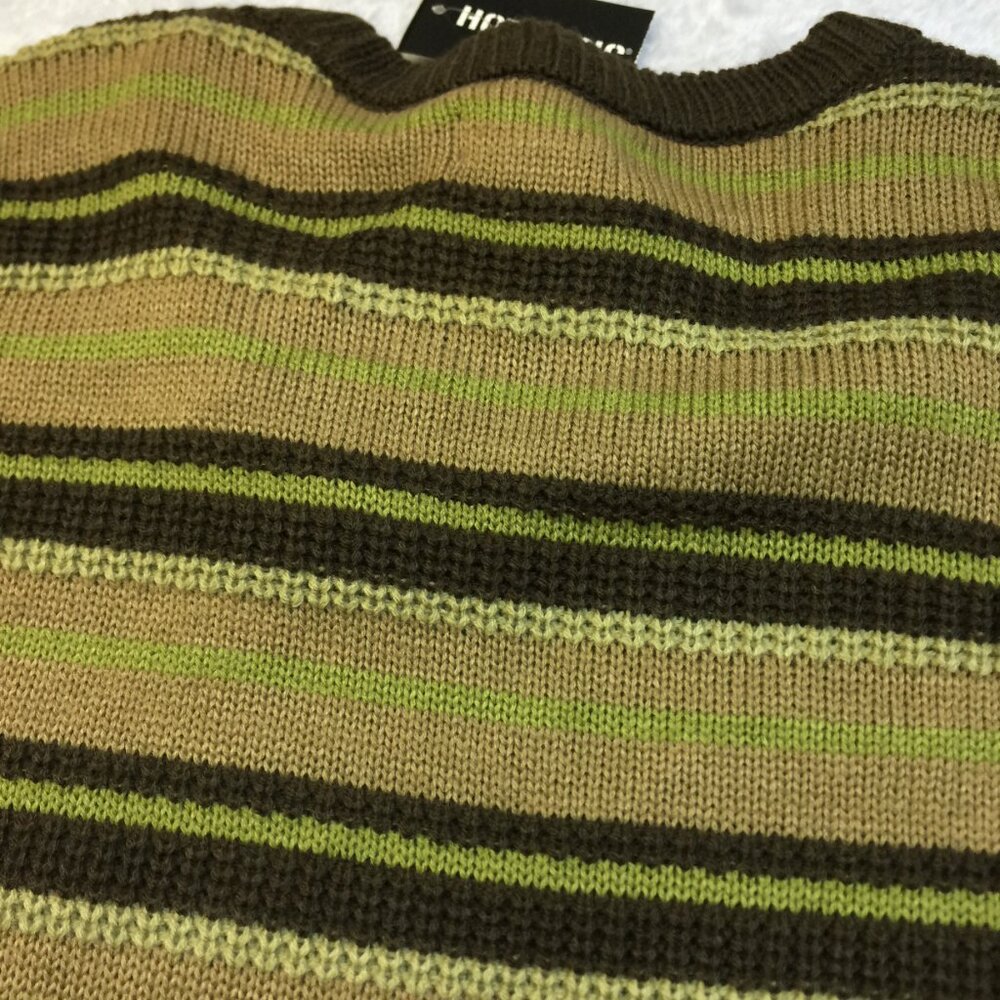 New! Thorn & Fable Sweater M Men’s Green Brown Striped Pocket Long Sleeve - Picture 16 of 16